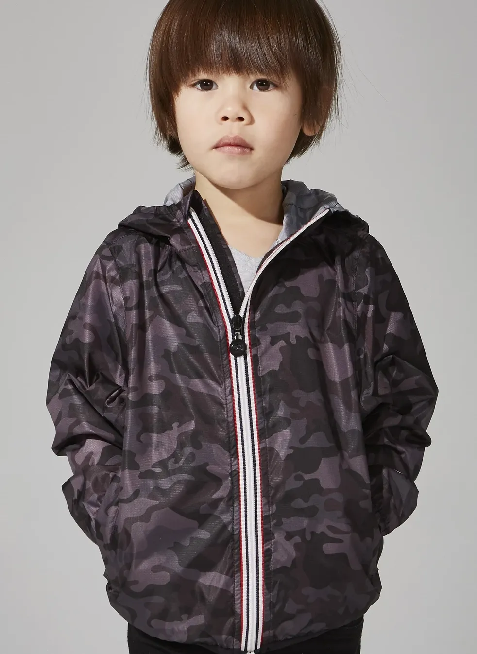 08 Lifestyle - Kids Sam Zip Front Jacket- Black Camo