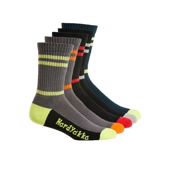 15 X Mens Hard Yakka Crew Work Multi-Coloured Workwear Socks