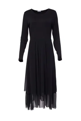 246- Naya Dress with Mesh Skirt - Black