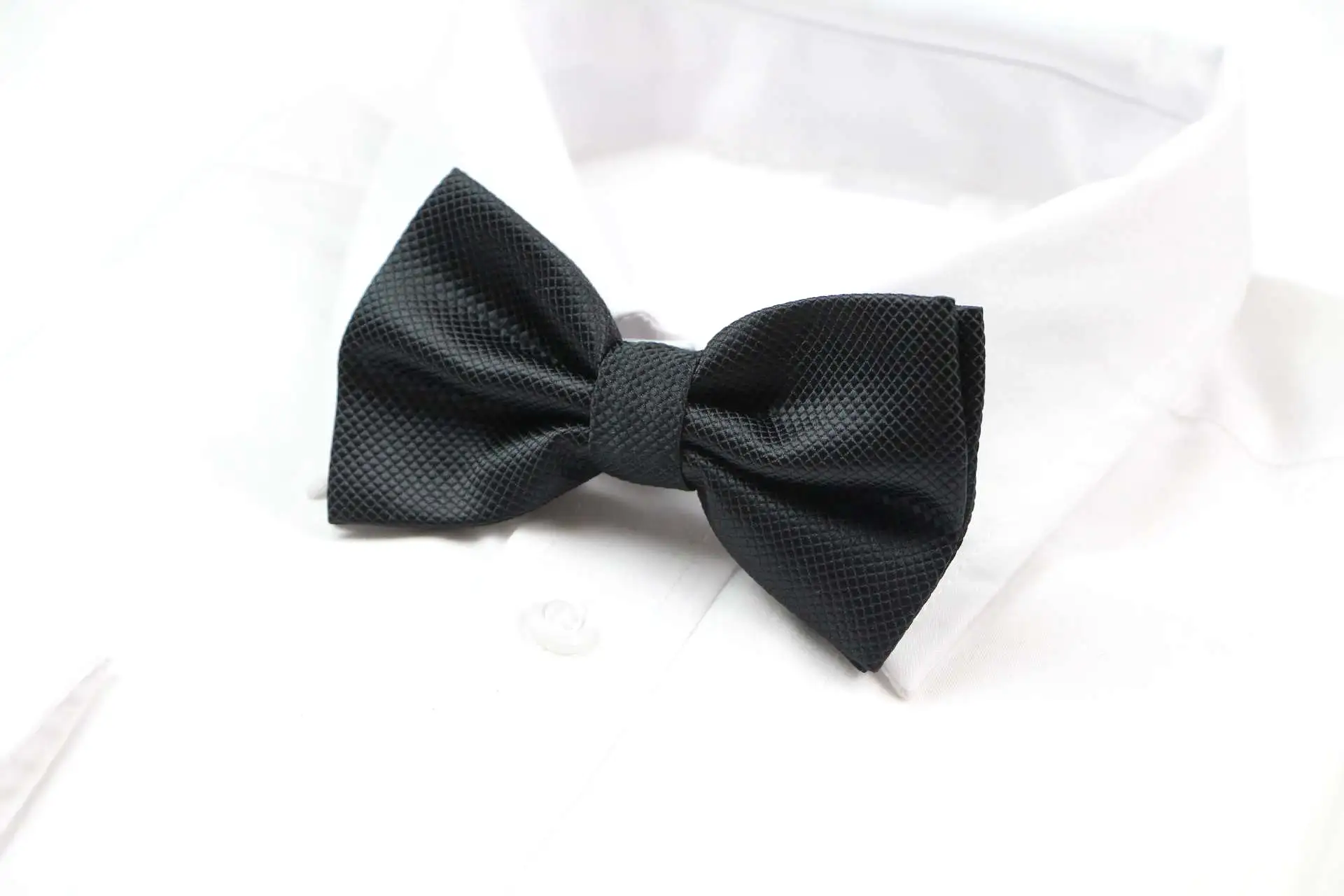 5 x Mens Black Plain Coloured Checkered Bow Tie