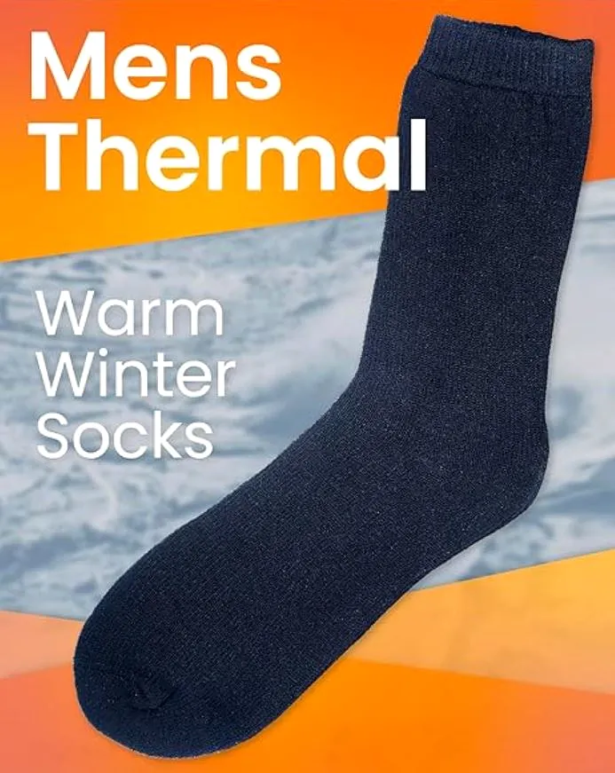 6 Pairs X Mens Heavy Duty Thermal Cotton Work Thick Winter Heated Crew Socks