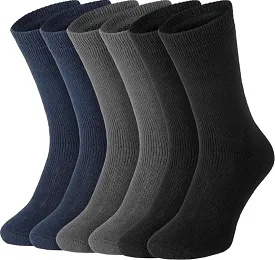 6 Pairs X Mens Heavy Duty Thermal Cotton Work Thick Winter Heated Crew Socks