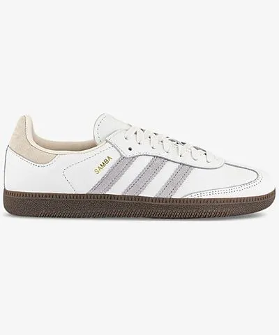 adidas Womens Core White Grey Two Crea Samba OG logo-embellished leather low-top trainers