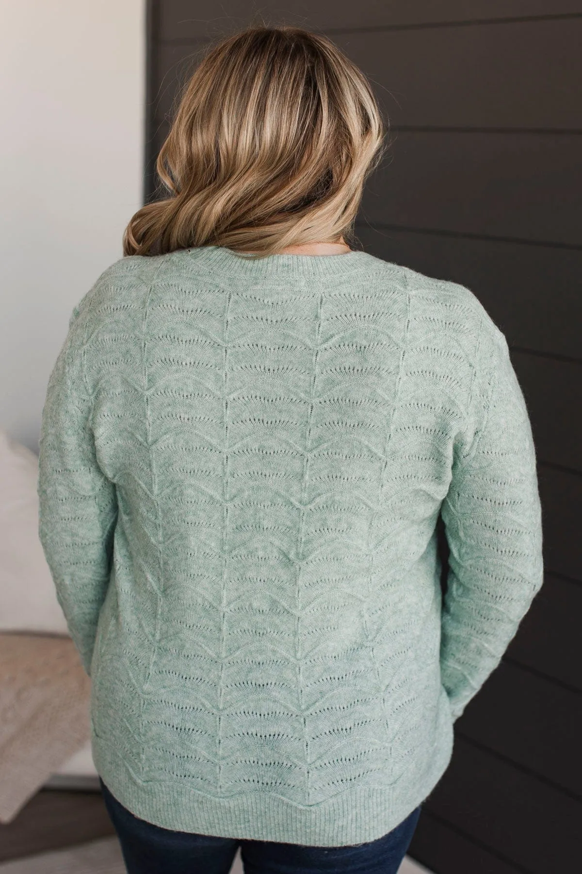 Always A Favorite Pointelle Sweater- Mint