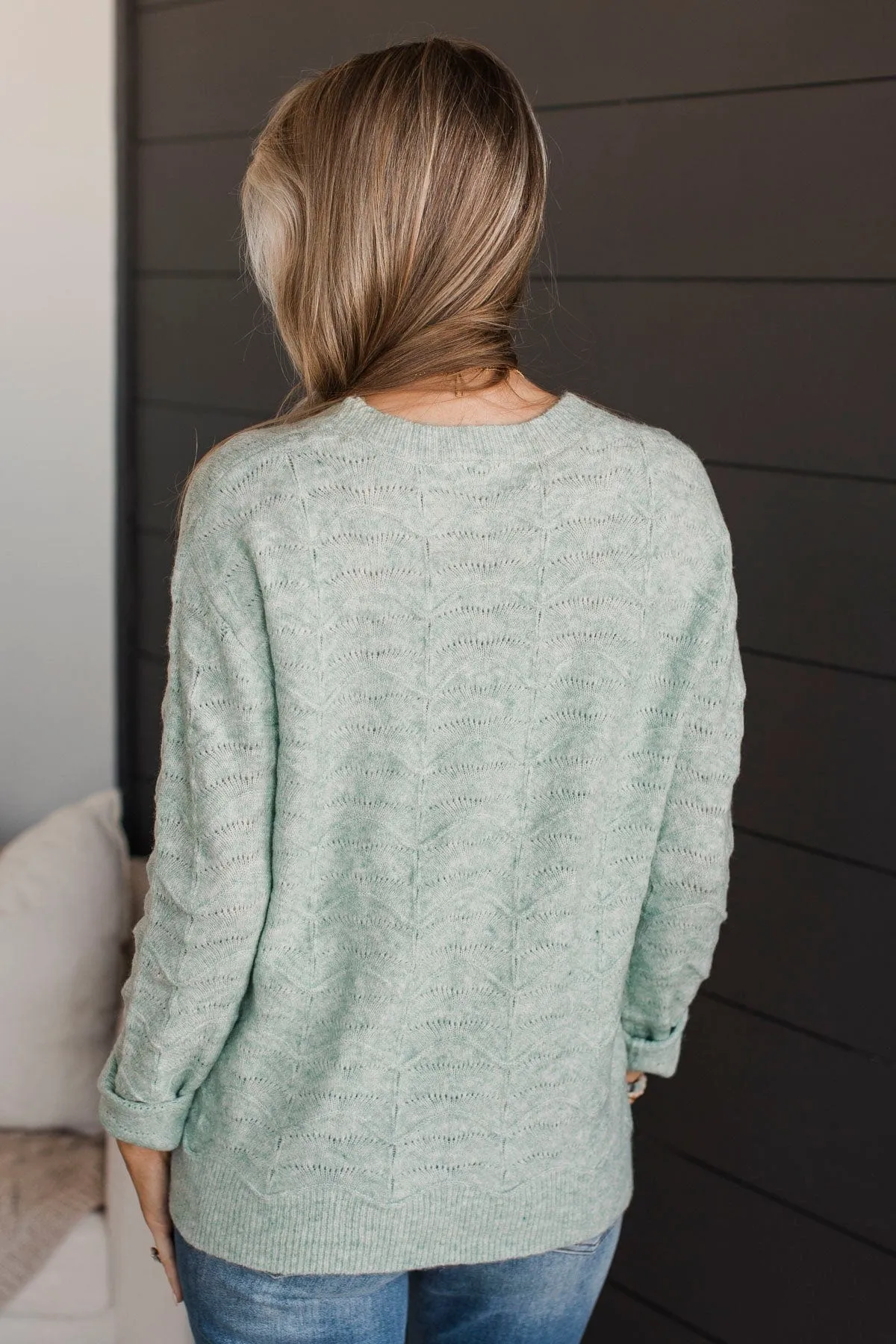 Always A Favorite Pointelle Sweater- Mint