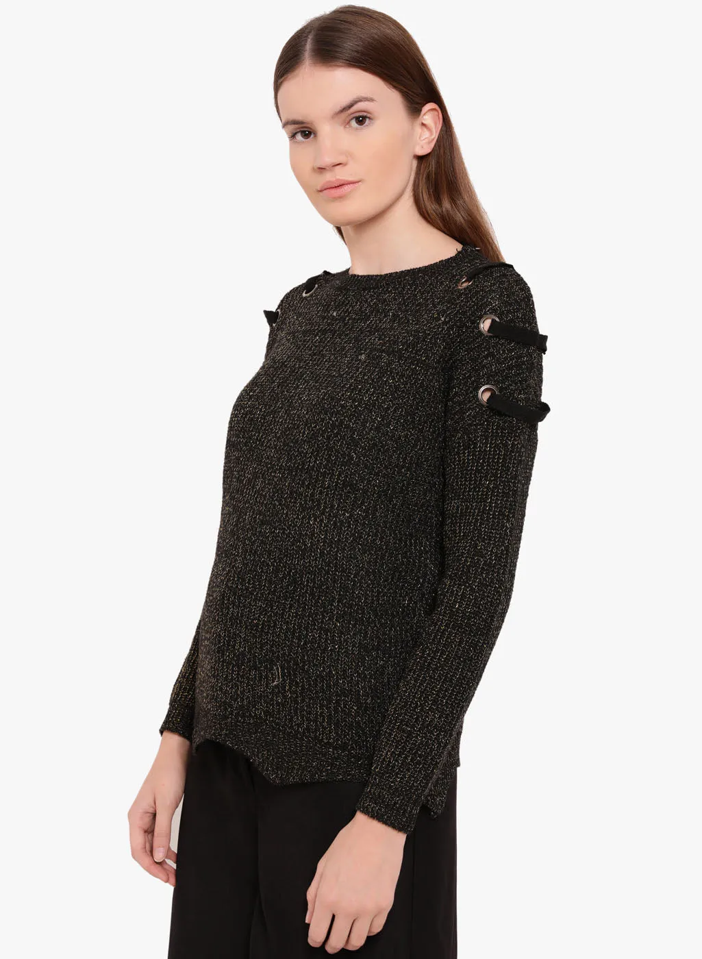 Amour Betina Round Neck Lurex Sweater