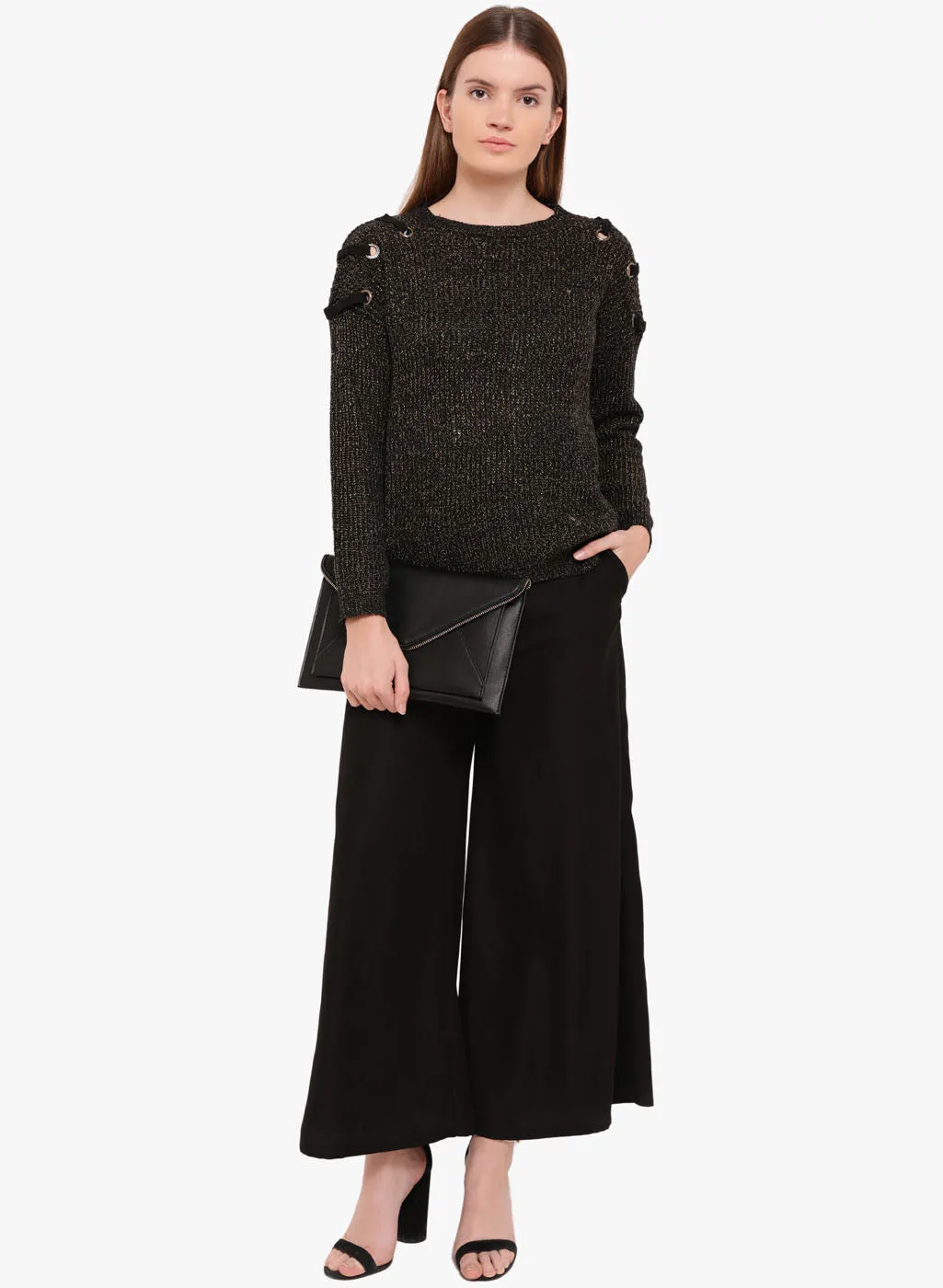 Amour Betina Round Neck Lurex Sweater