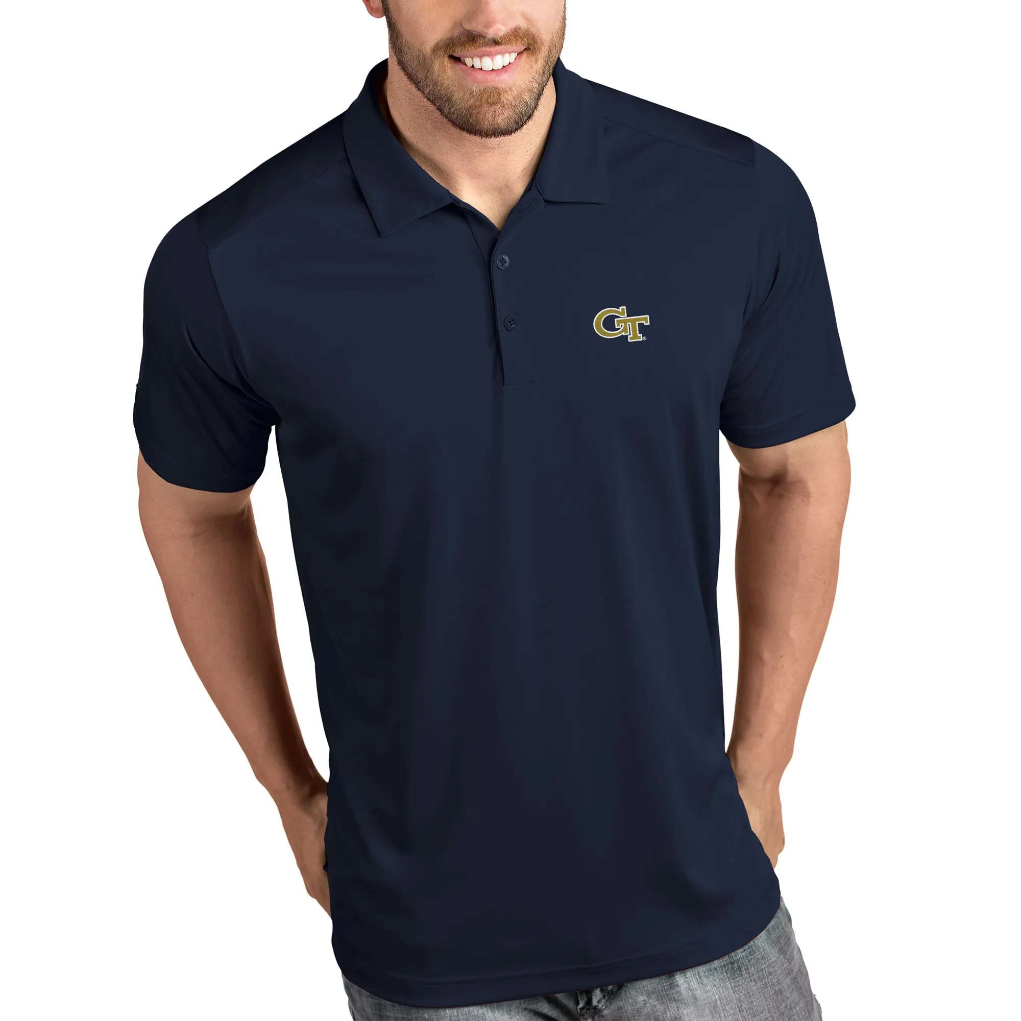 Antigua Georgia Tech Yellow Jackets Navy Tribute Polo