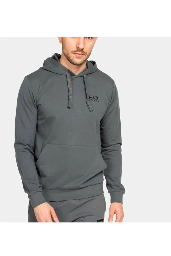 Armani EA7 ID Logo Hoodie Grey