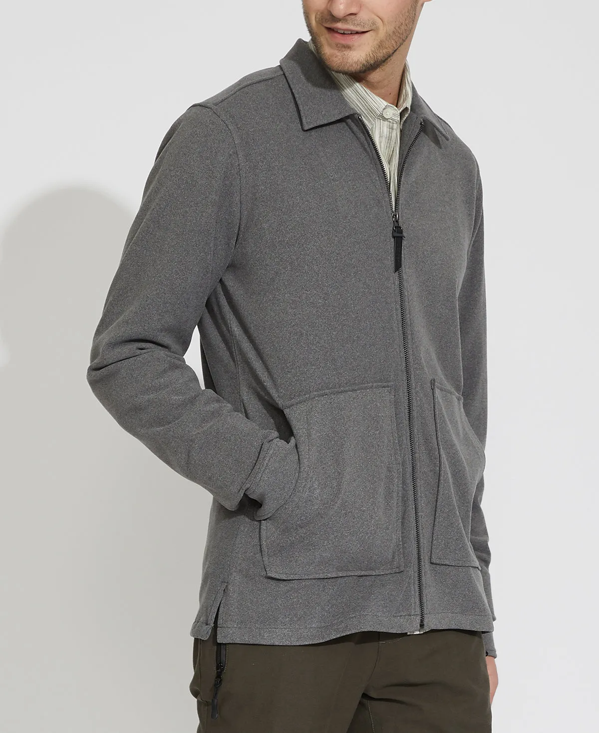 Baldock Marled Knit Shirt Jacket (Gray)