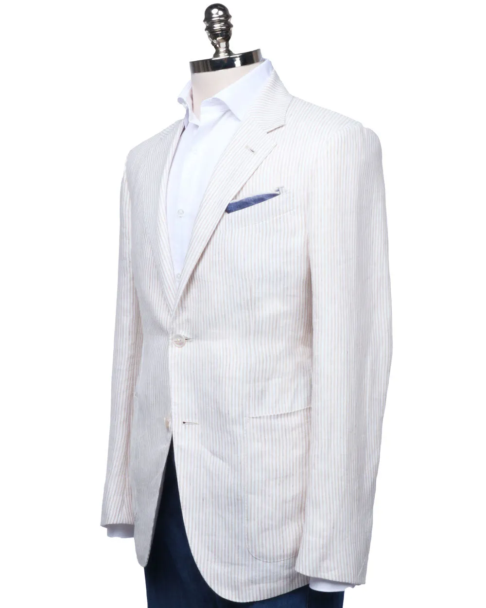 Beige and White Pinstripe Sportcoat