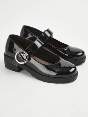 Black Patent Heeled Mary Jane School Shoes | School | George at ASDA