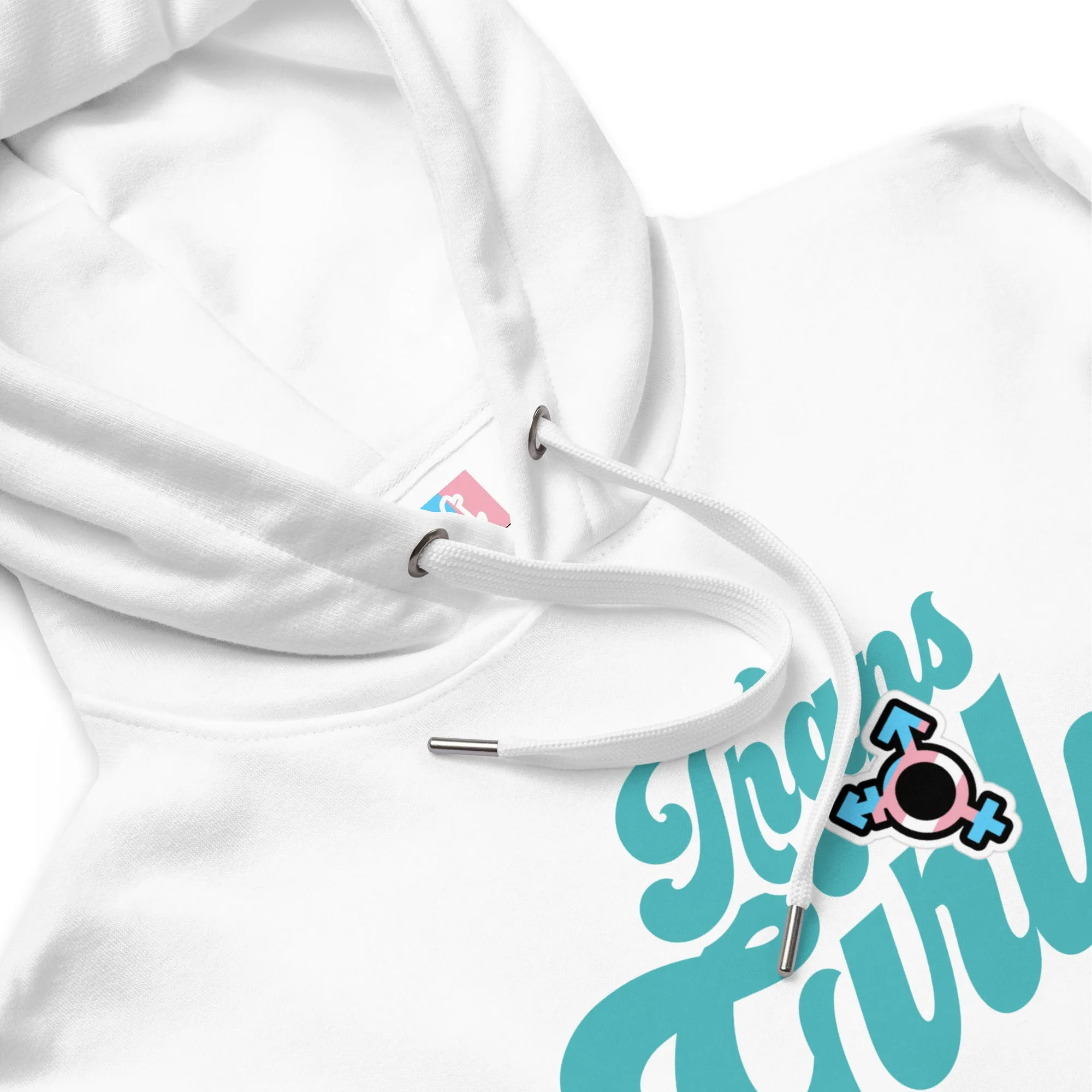 Blue Pink White 'TRANSGIRLS' White Premium Organic Cotton Hoodie