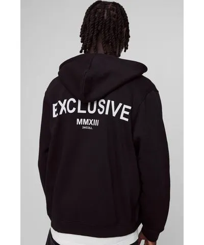 boohoo Mens Exclusive Highbuild Print Zip Through Hoodie