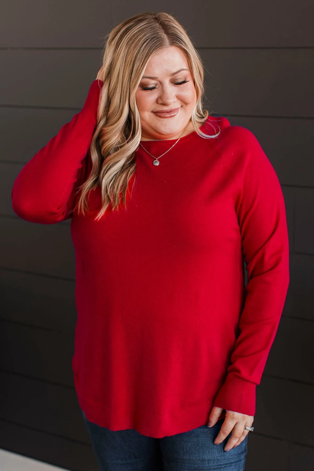 Butter Me Up Knit Sweater- Red