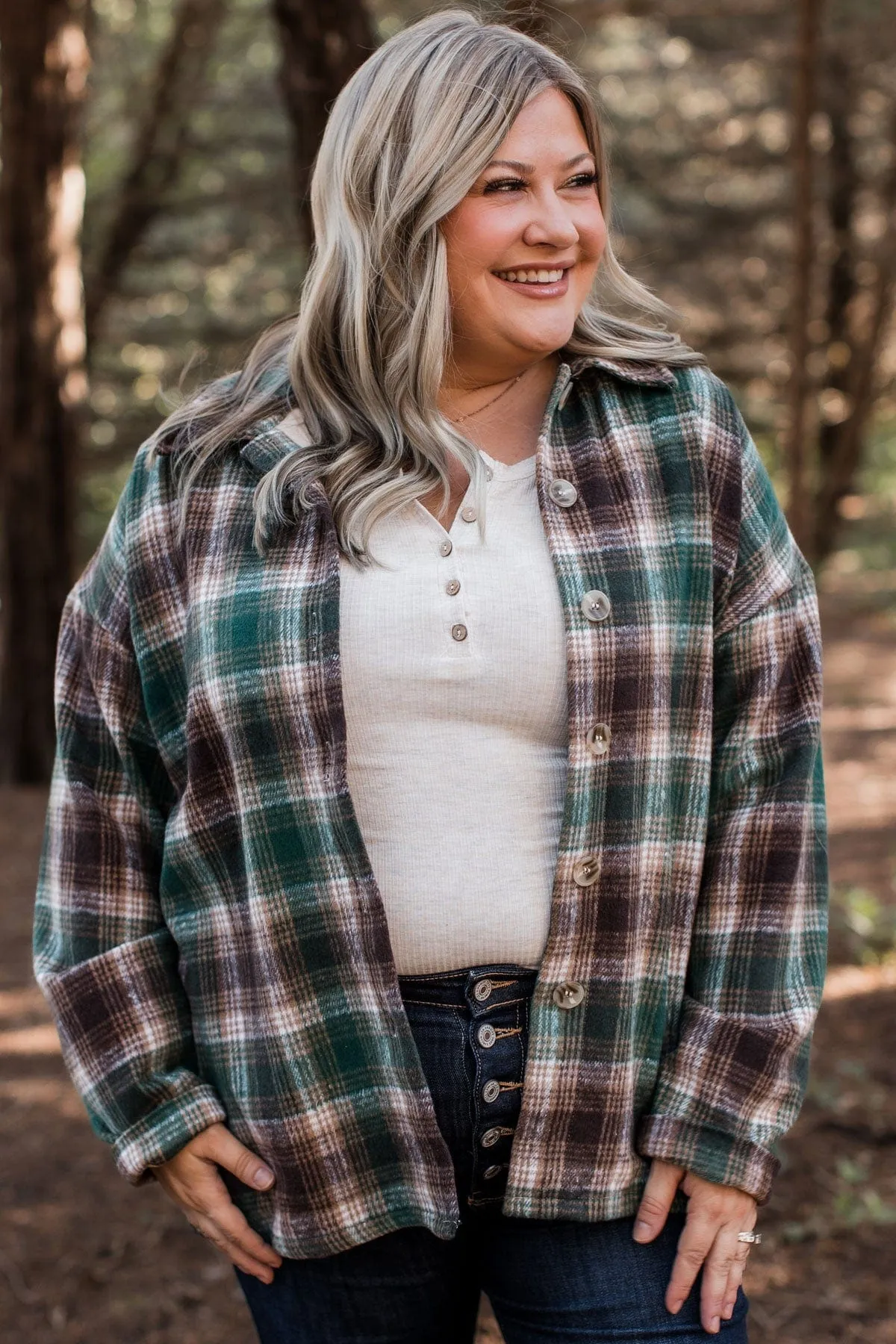 Campfire Nights Plaid Jacket- Hunter Green & Brown