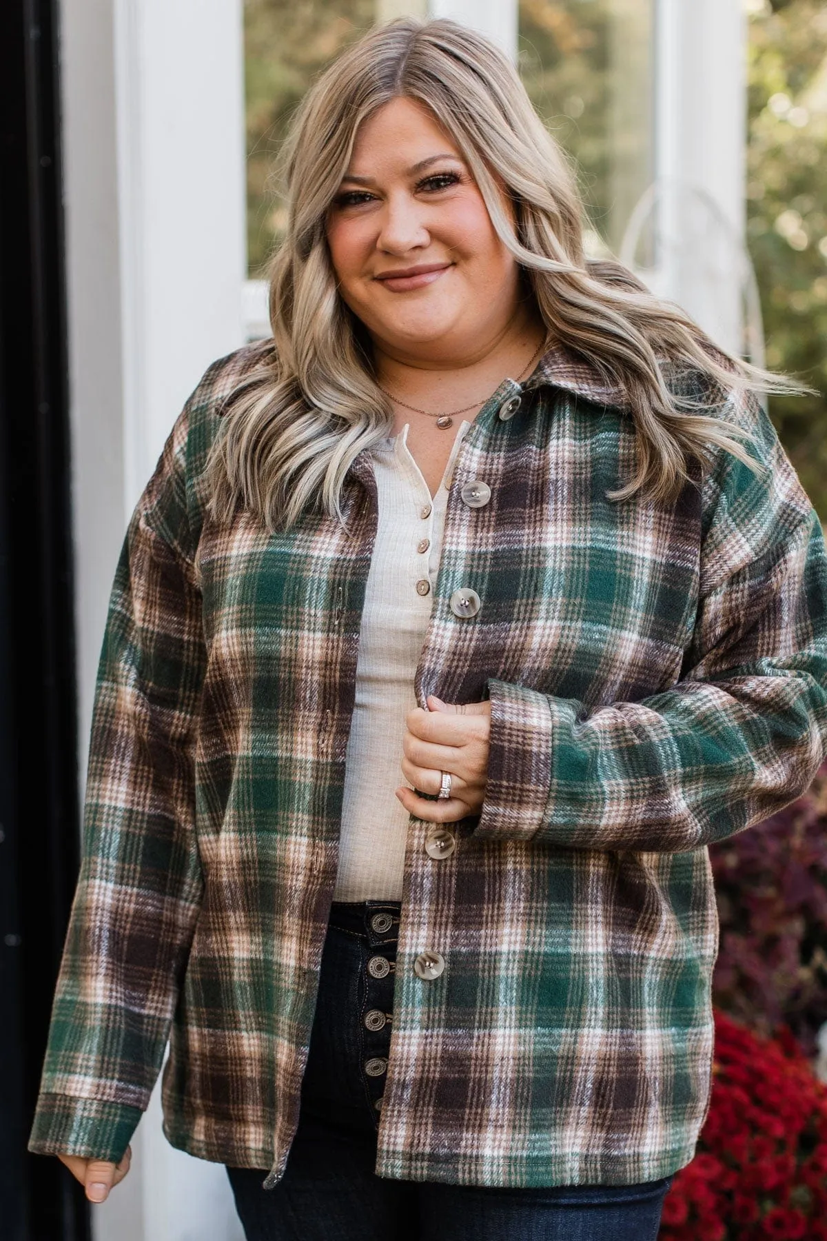 Campfire Nights Plaid Jacket- Hunter Green & Brown