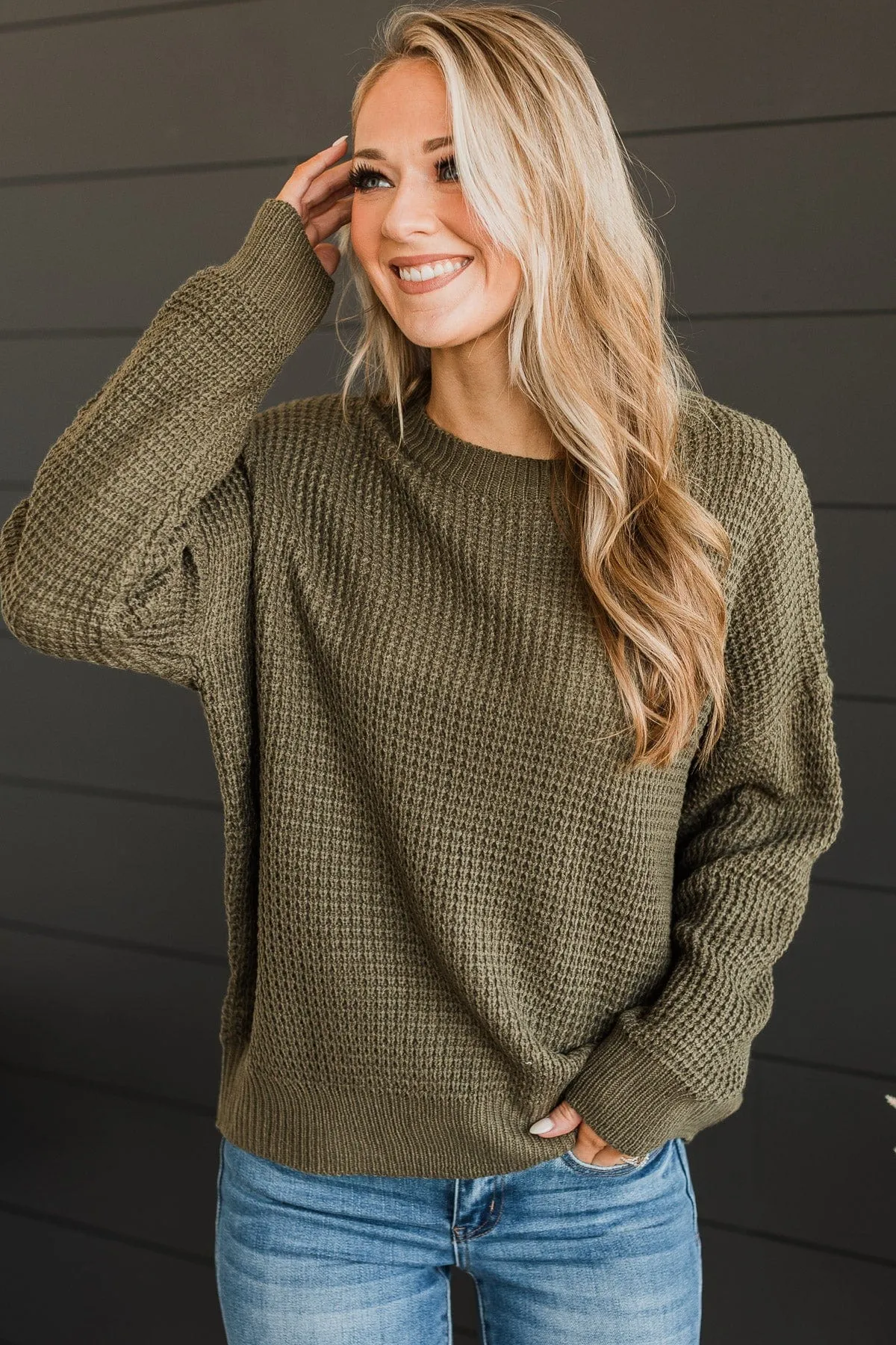 Captivating In Color Knit Sweater- Olive