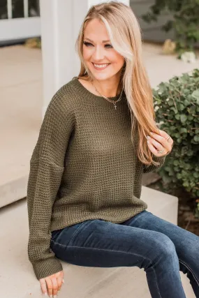 Captivating In Color Knit Sweater- Olive