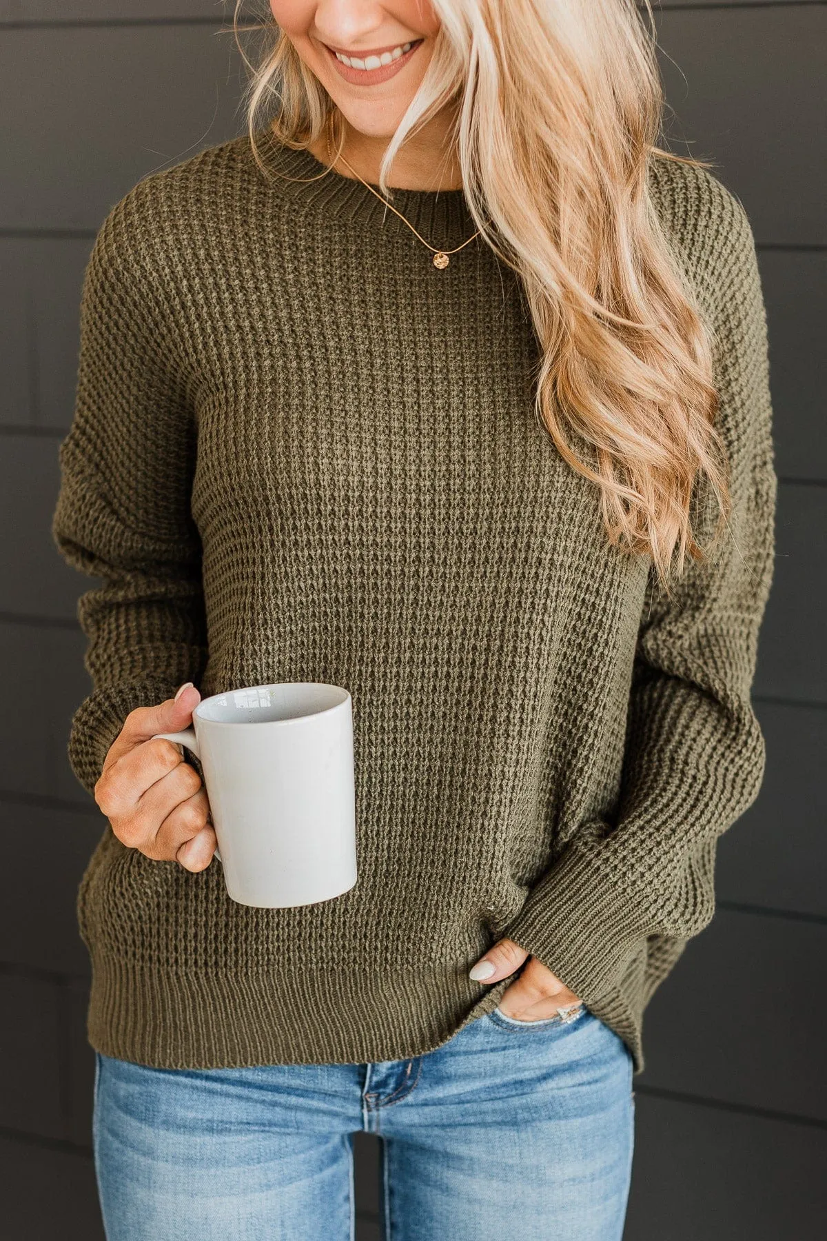 Captivating In Color Knit Sweater- Olive