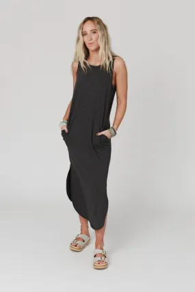 Cassie Sleeveless Pocket Maxi Dress - Charcoal