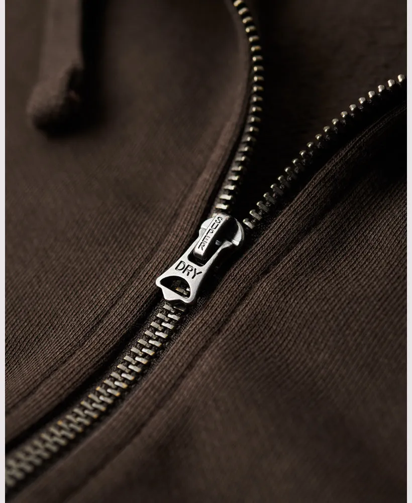 Contrast Stitch Relaxed Zip Hoodie | Dusk Brown