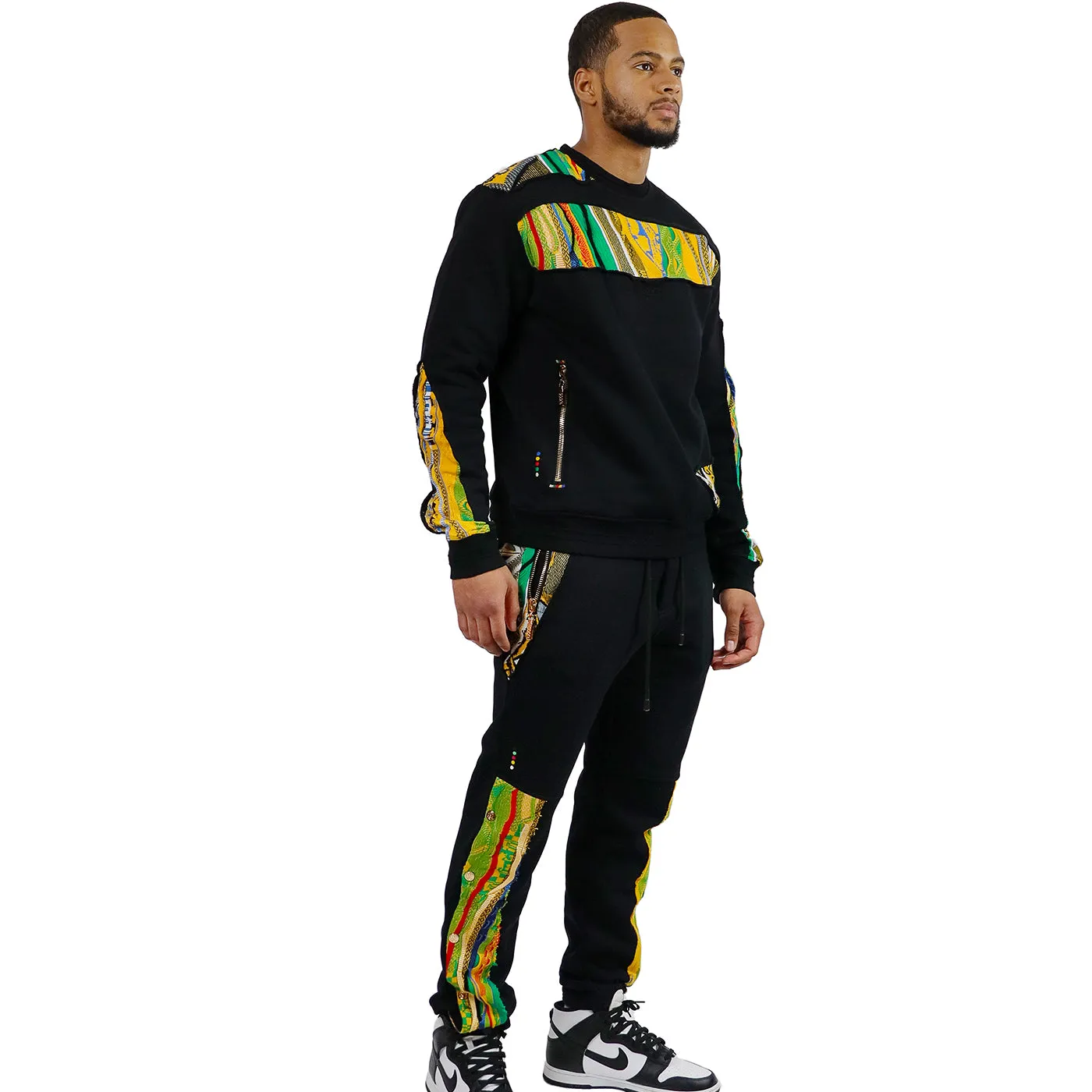 COOGI Sweater Pieced Fleece Jogger - Black