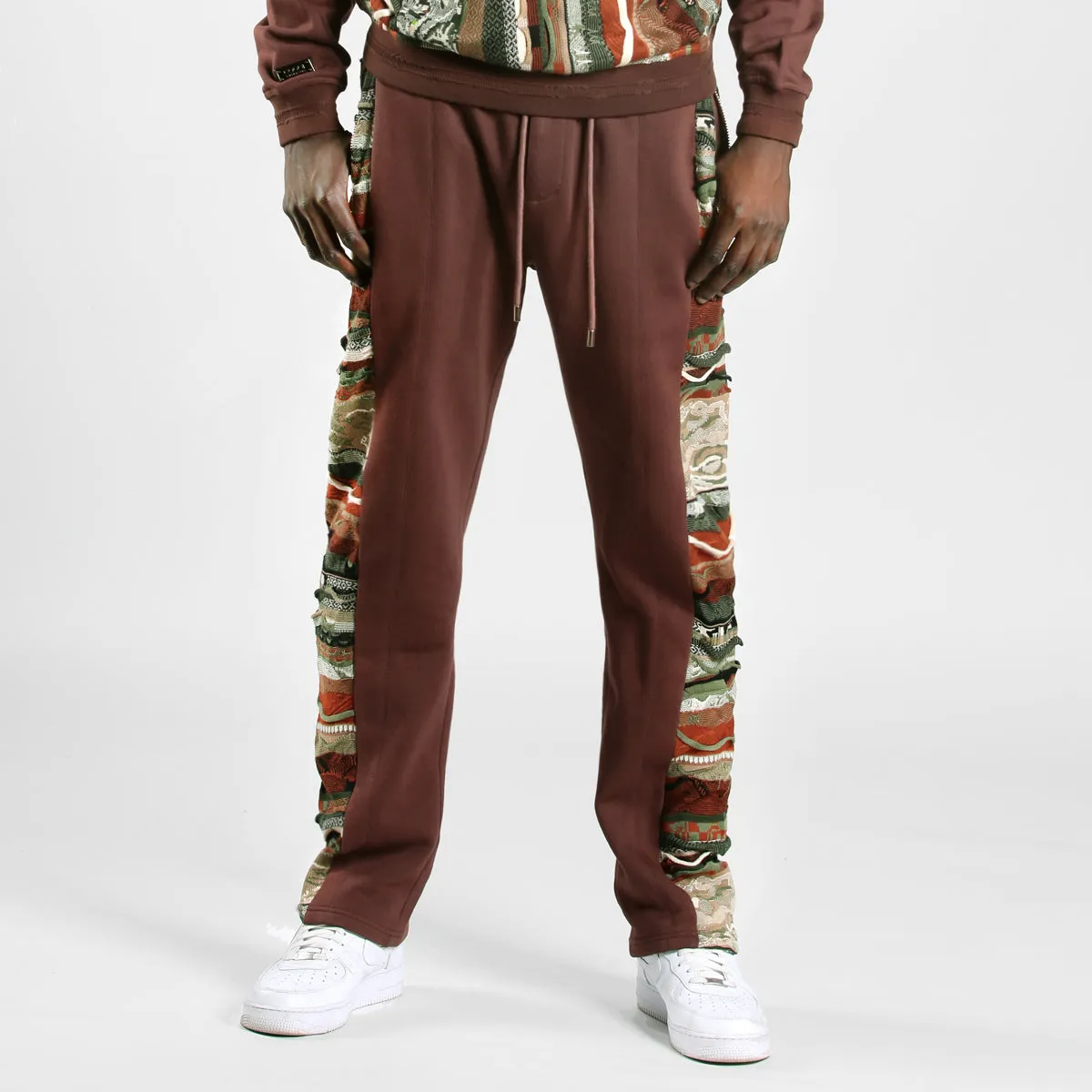 COOGI Sweater Pieced Fleece Jogger - Brown