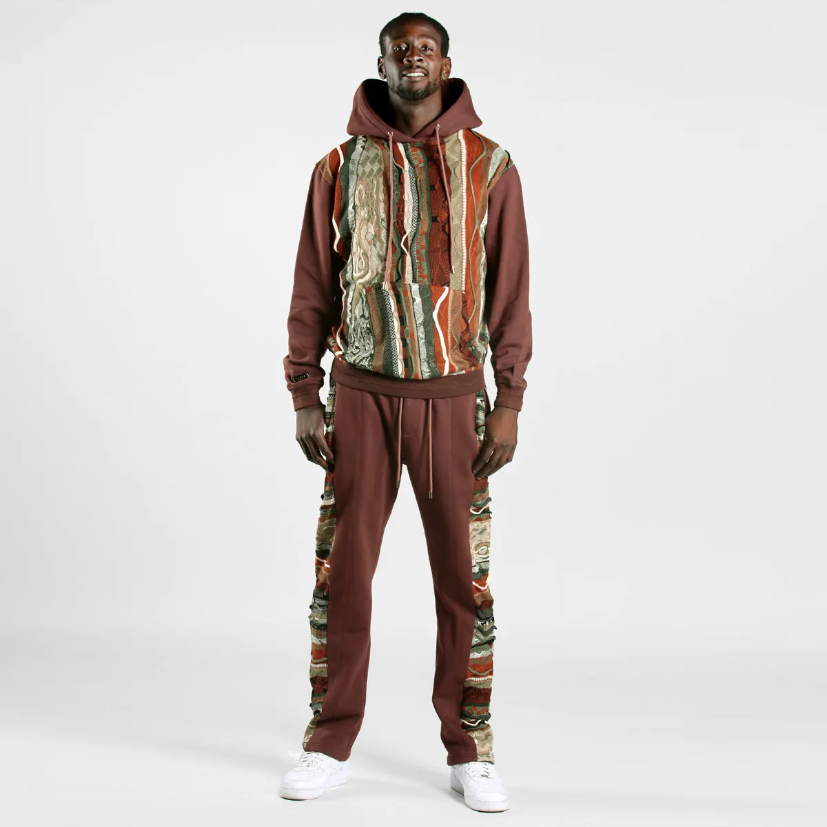 COOGI Sweater Pieced Fleece Jogger - Brown