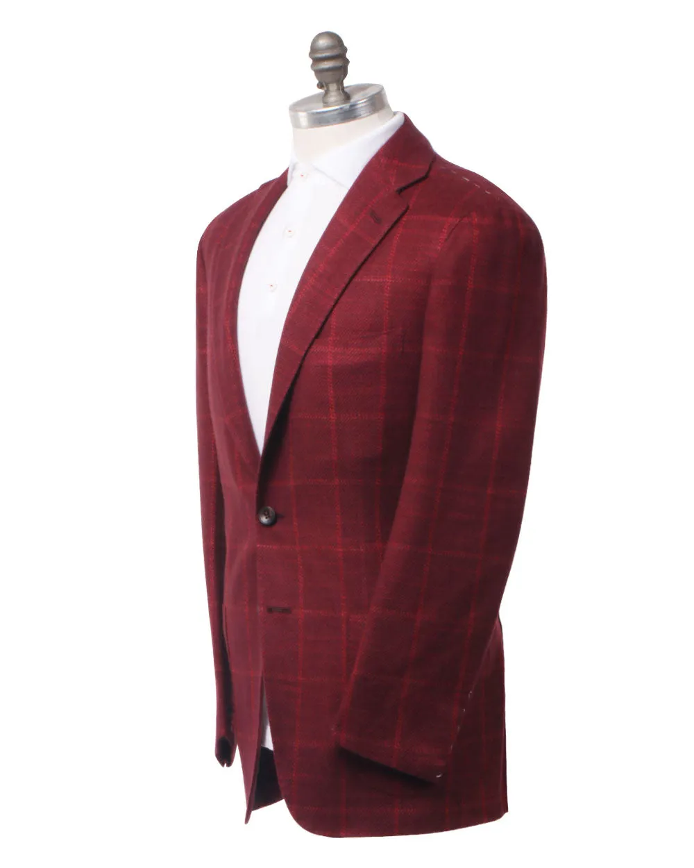 Dark Red Windowpane Sportcoat