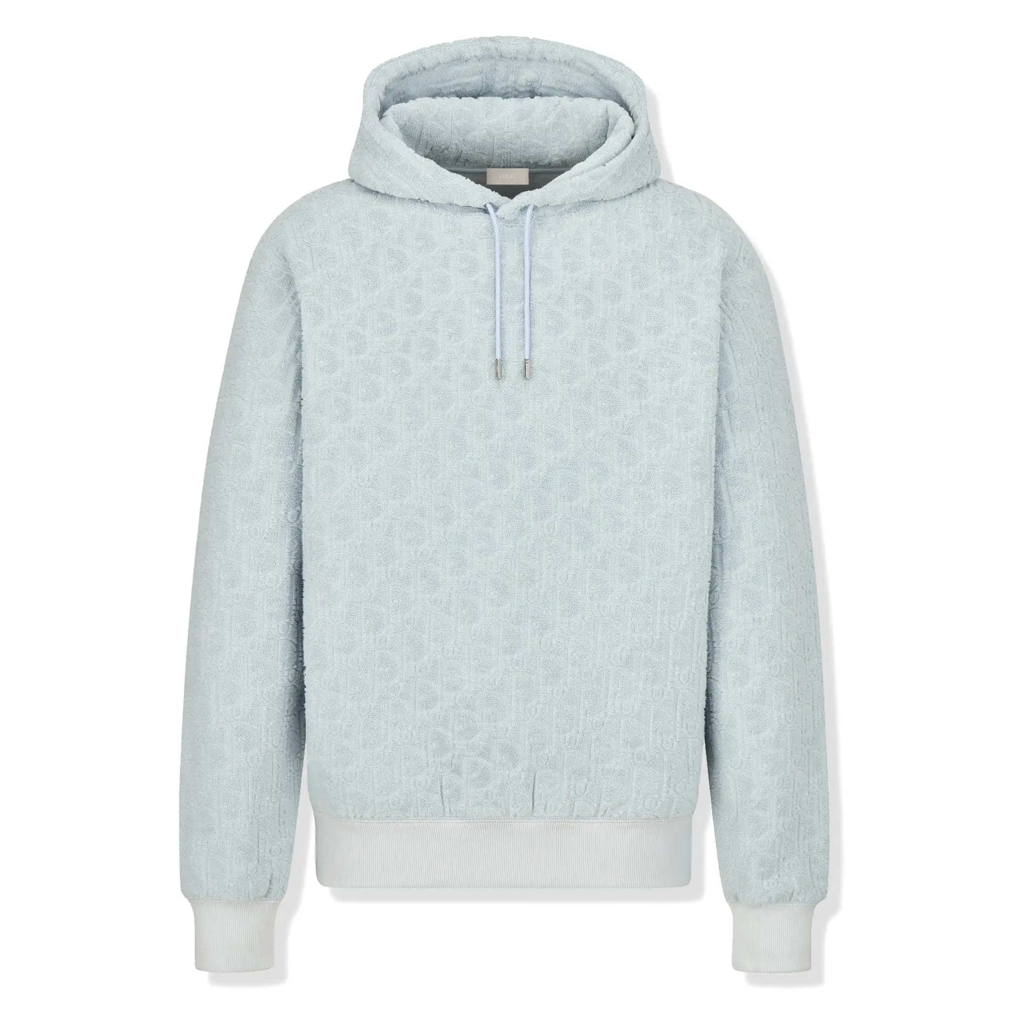 Dior Oblique Towelling Terry Cotton Relaxed Fit Blue Hoodie