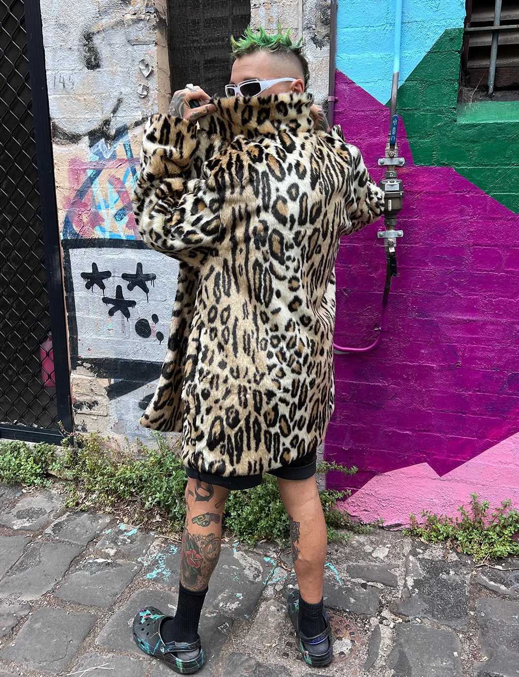 DOOF DADDY FAUX FUR JACKET - LEOPARD  READY TO SHIP 