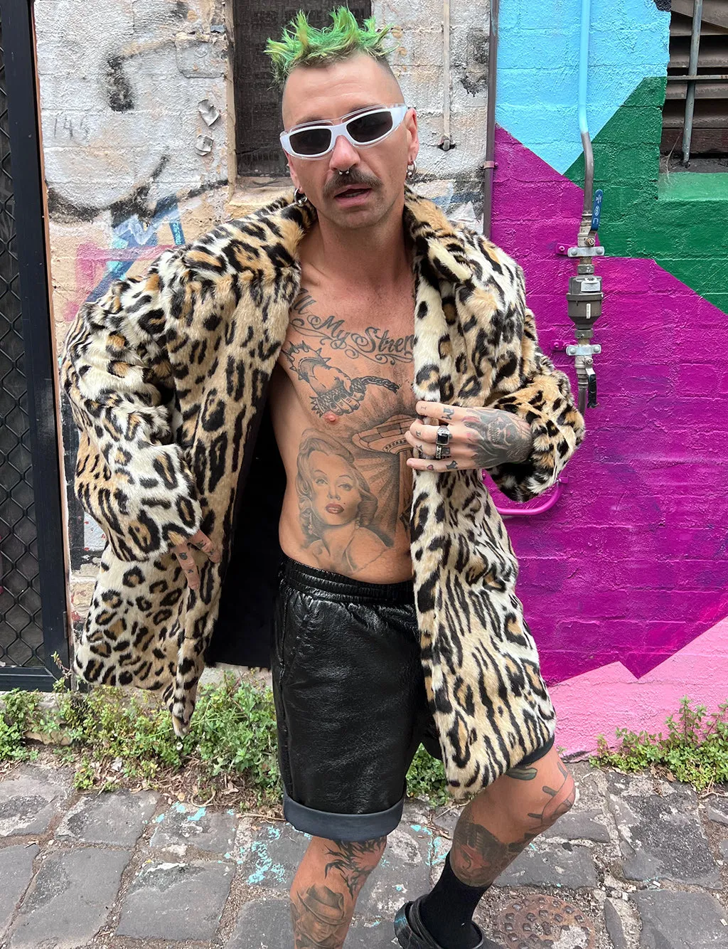 DOOF DADDY FAUX FUR JACKET - LEOPARD  READY TO SHIP 