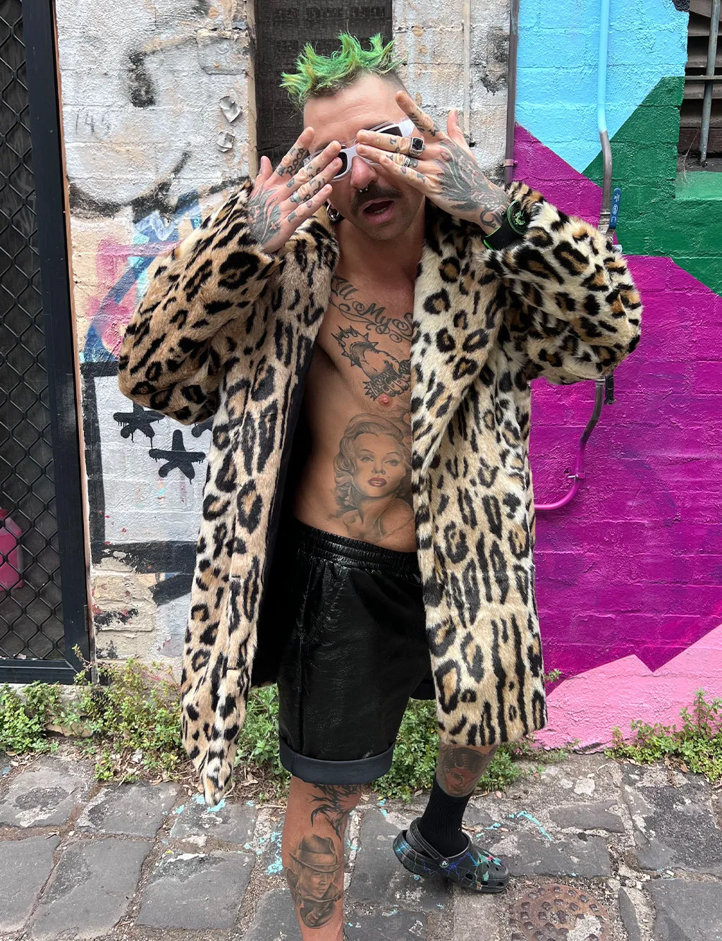 DOOF DADDY FAUX FUR JACKET - LEOPARD  READY TO SHIP 