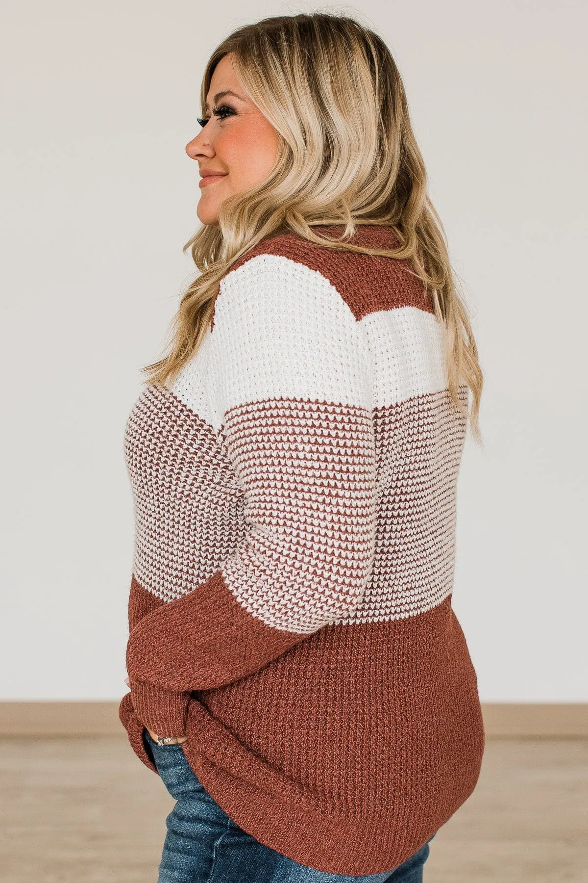 Enjoying Life Knit Sweater- Ivory & Rust