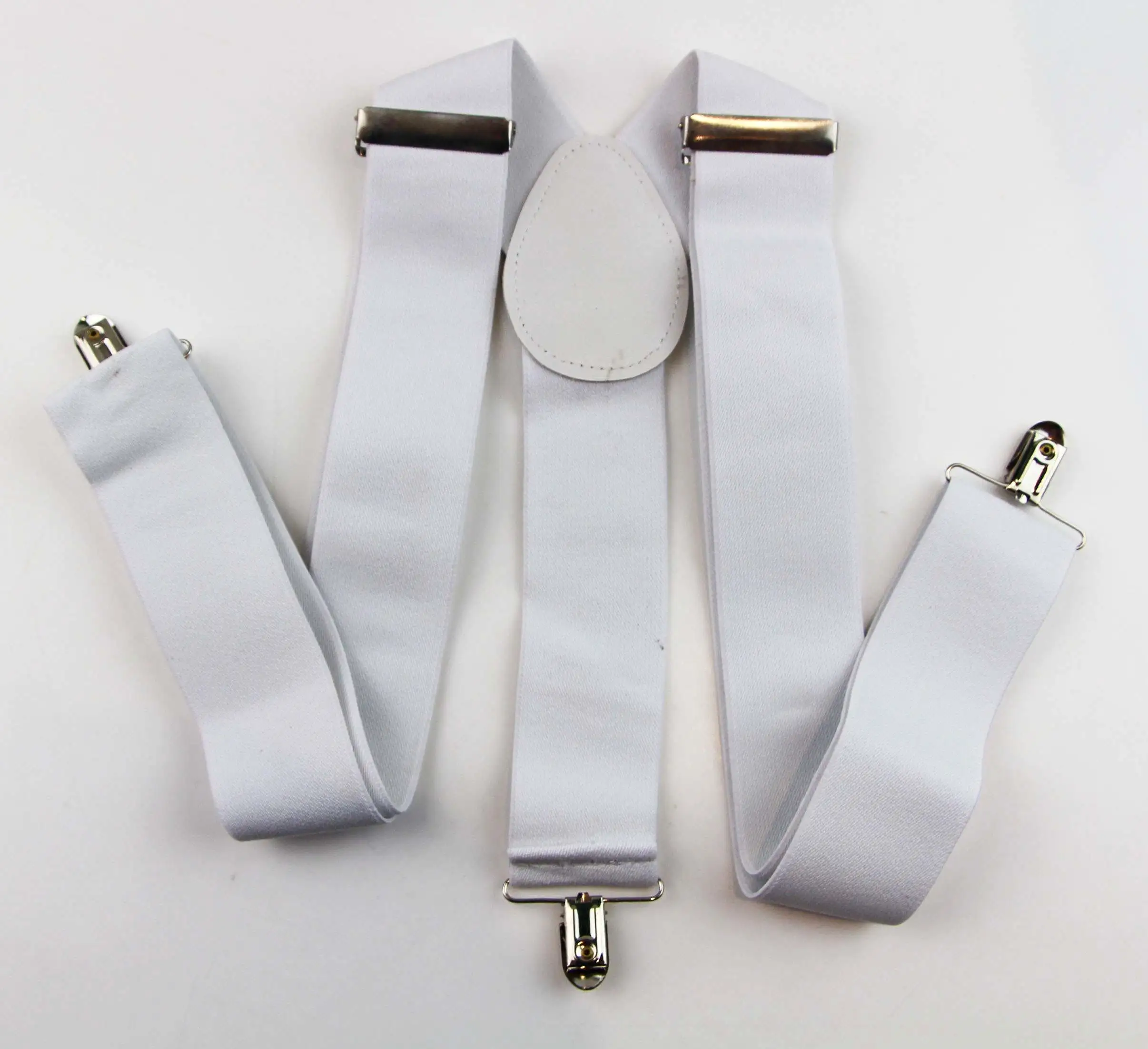 Extra Wide Heavy Duty Adjustable 120cm White Adult Mens Suspenders