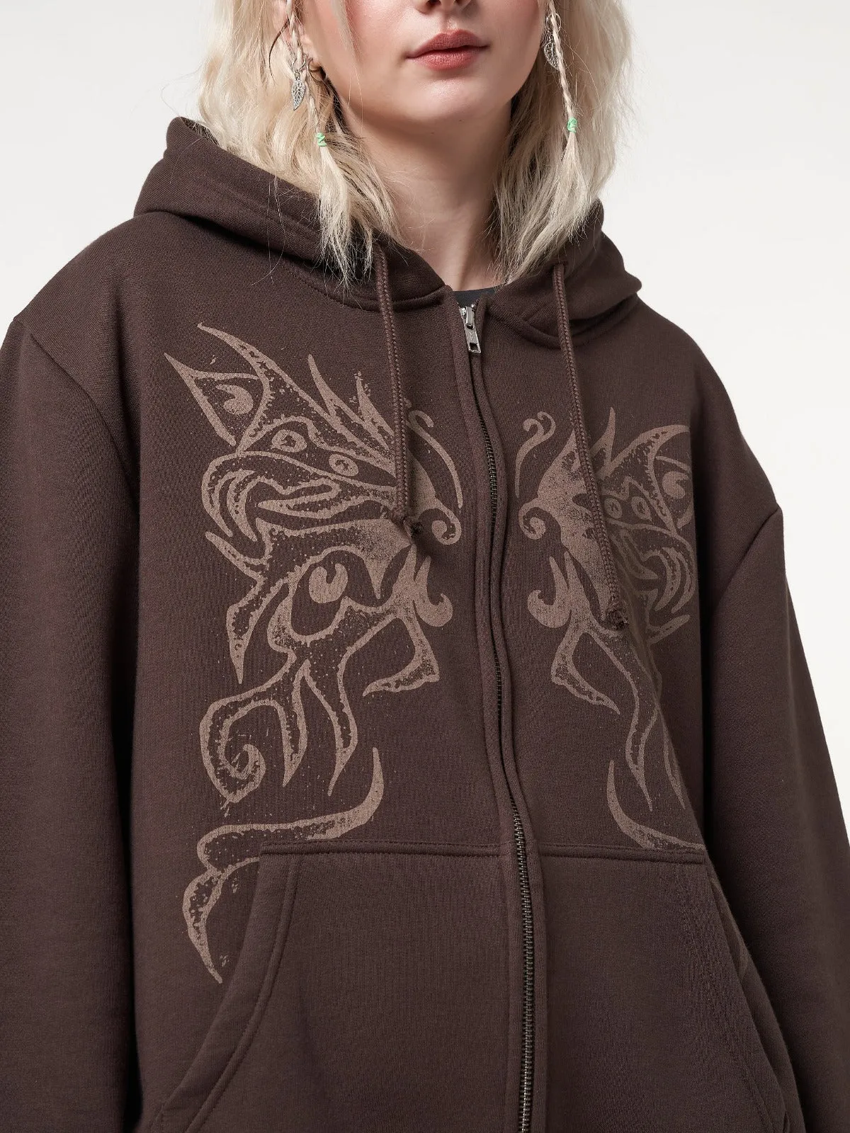 Fairy Wings Oversized Zip Up Hoodie