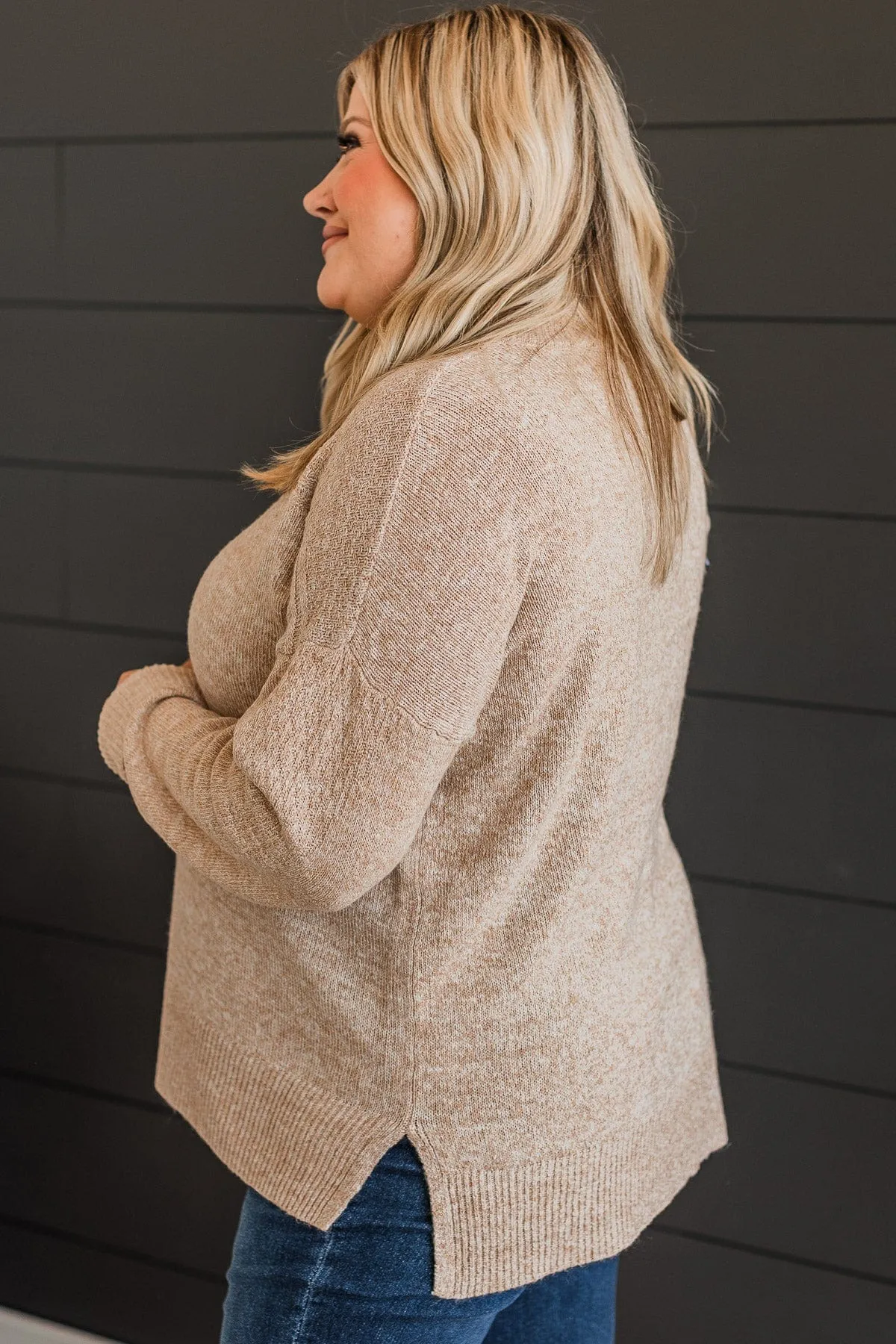 Feels Like Forever Knit Sweater- Tan