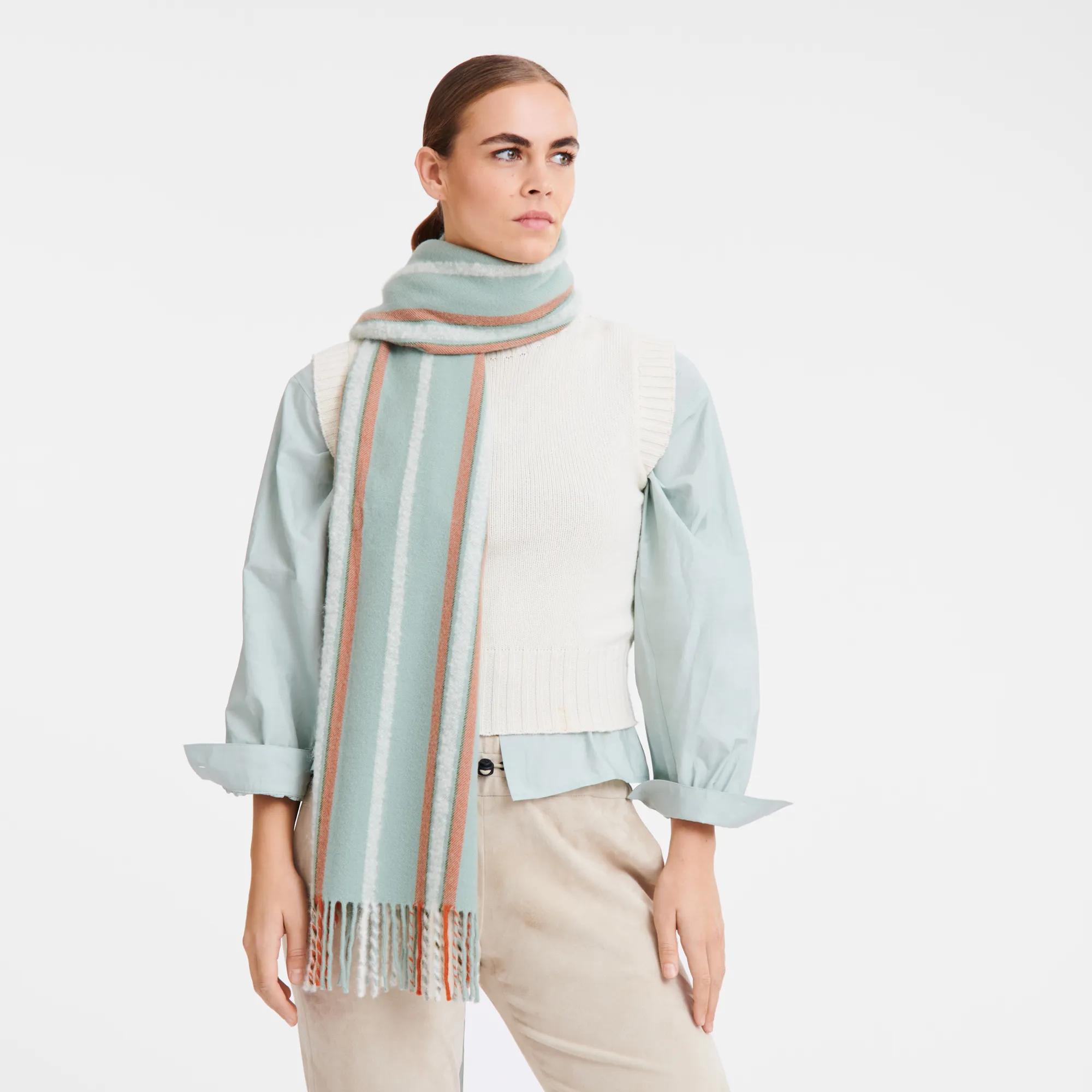 Flocons Longchamp Stole Celadon - Wool blend