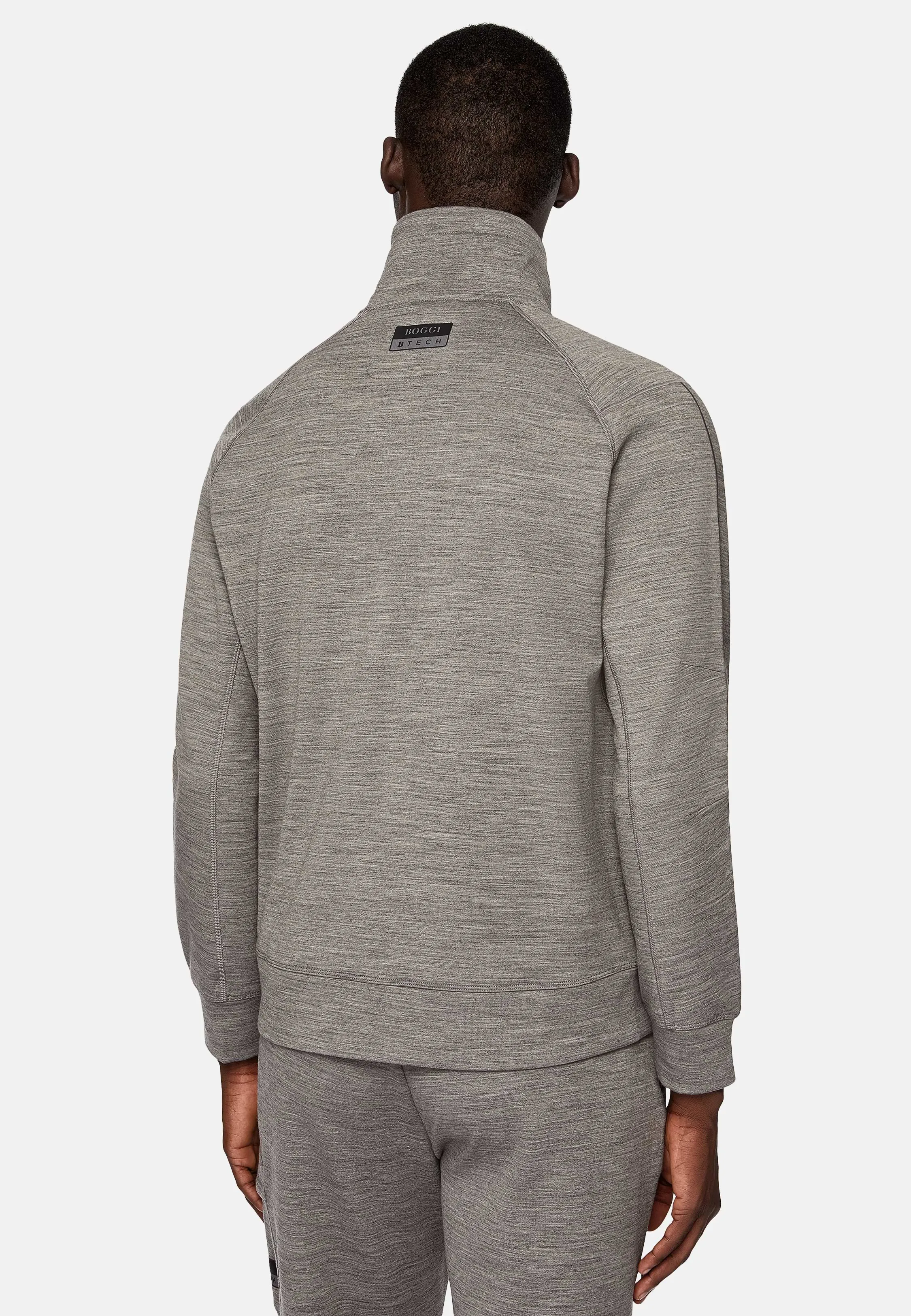 Full-Zip Hoodie In Lightweight Wool Blend Scuba