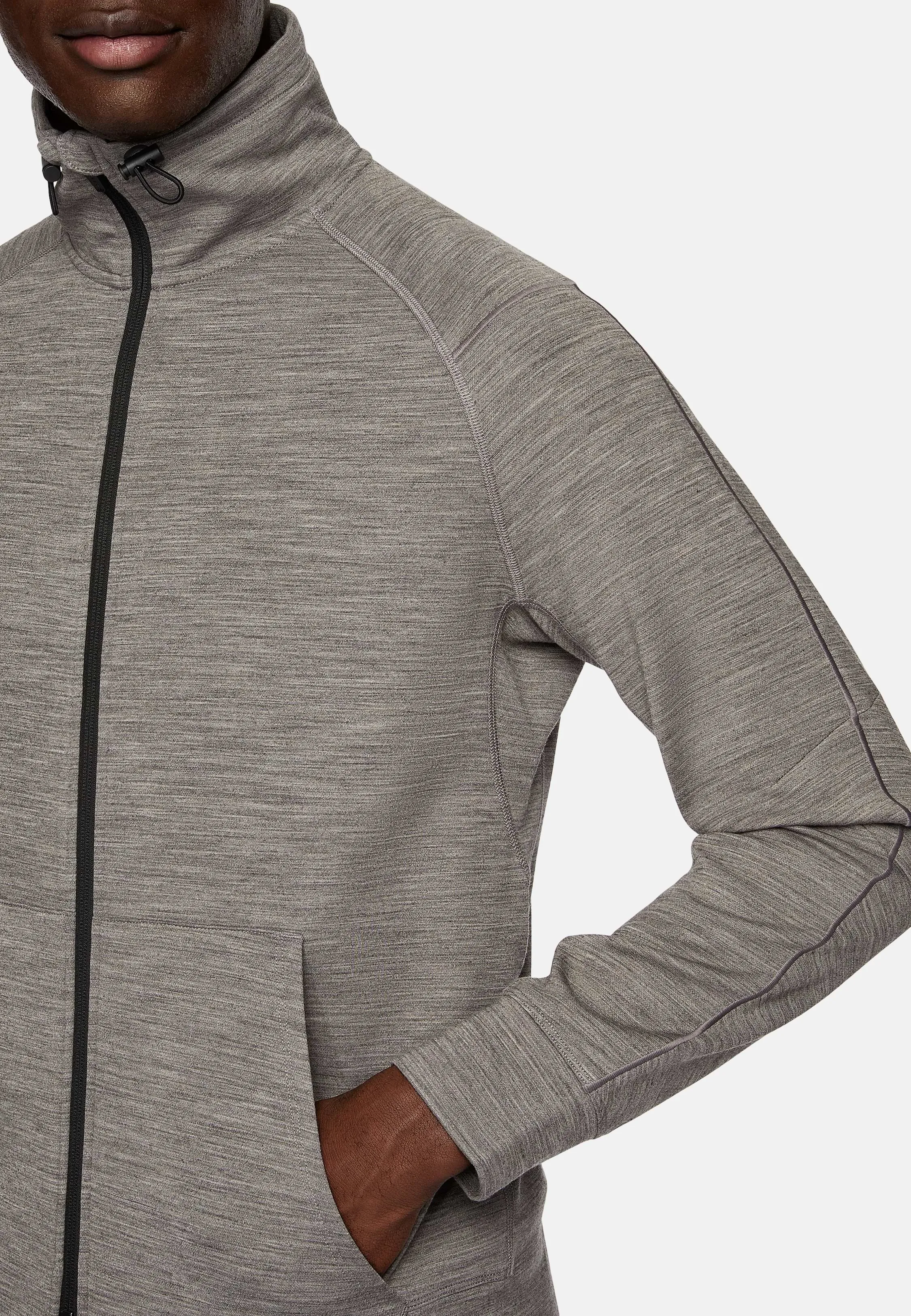 Full-Zip Hoodie In Lightweight Wool Blend Scuba