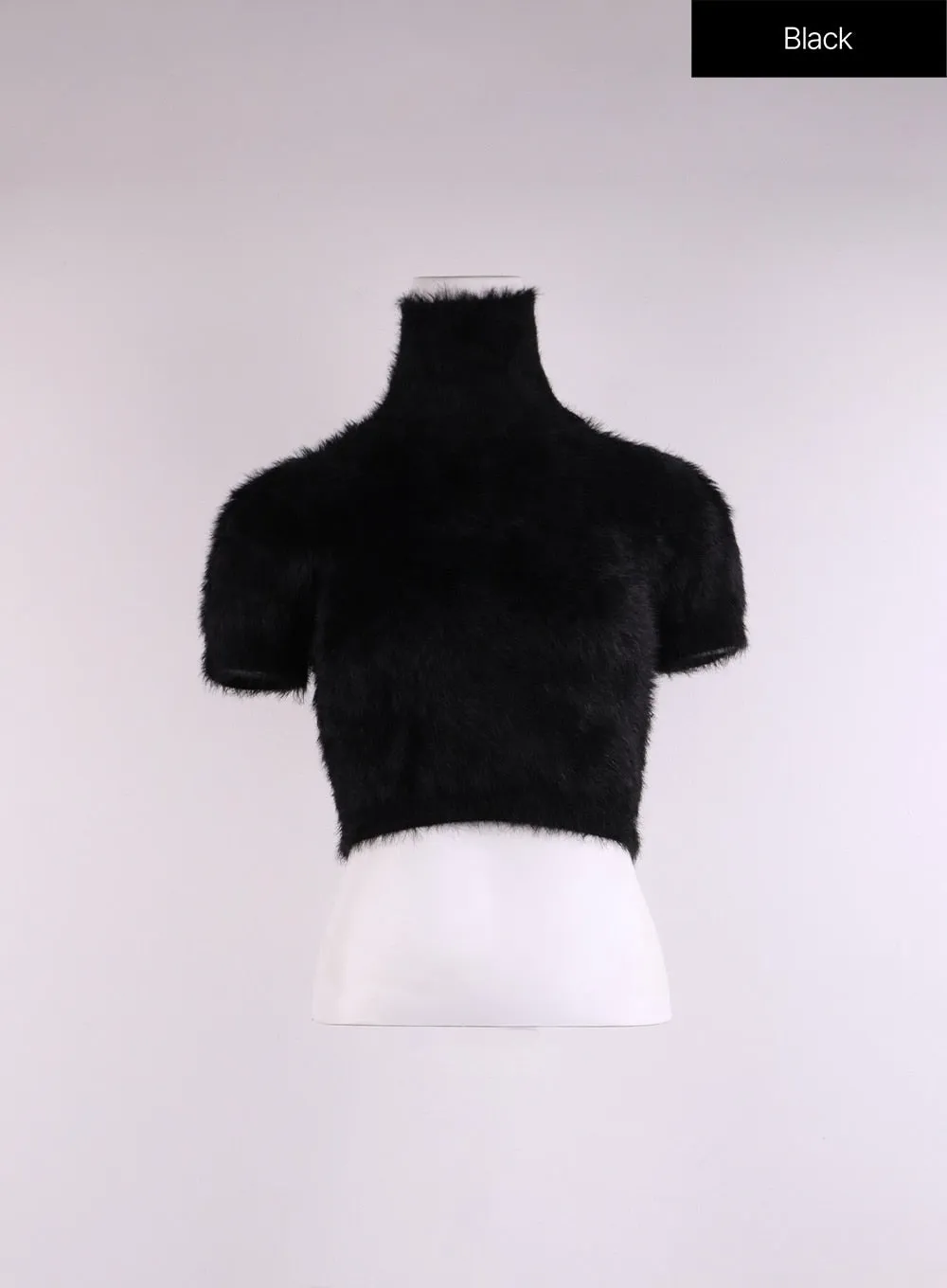 Fuzzy Turtleneck Short Sleeve Sweater CJ429