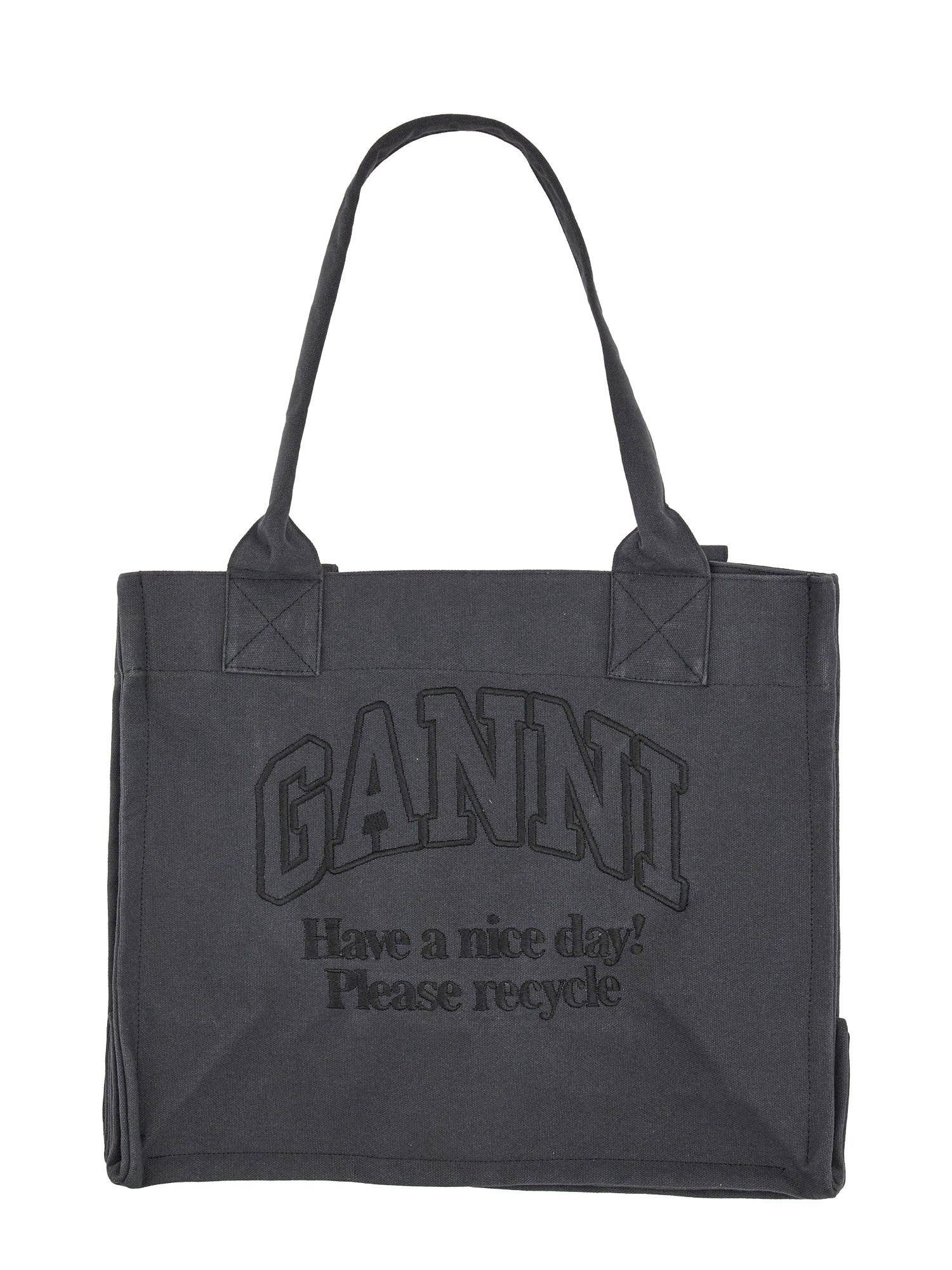 GANNI    LARGE TOTE BAG WITH EMBROIDERED LOGO