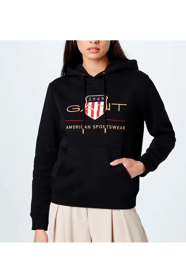 GANT Women Gold Shield Hoodie Black