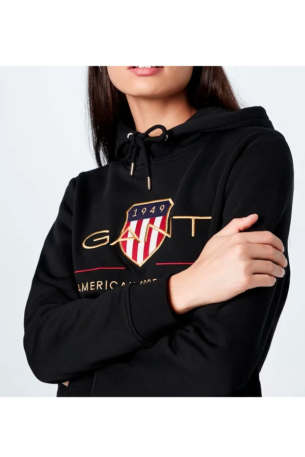 GANT Women Gold Shield Hoodie Black