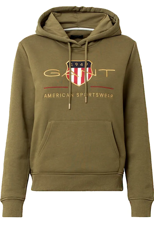 GANT Women Gold Shield Hoodie Green