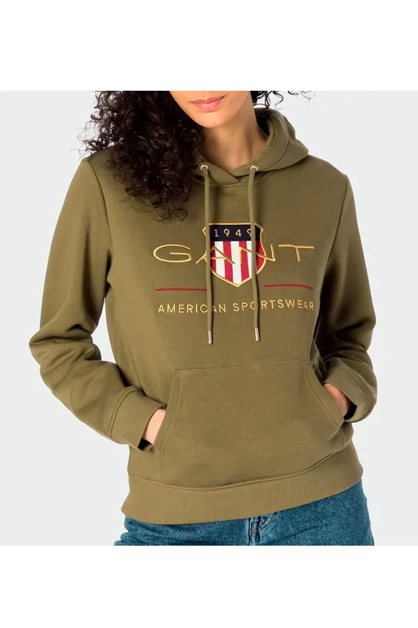 GANT Women Gold Shield Hoodie Green