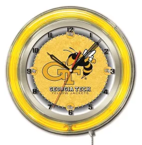 Georgia Tech Yellow Jackets HBS Neon Yellow Battery Powered Wall Clock (19)