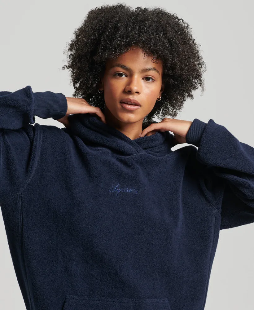 Graphic Fleece Oversized Hoodie | Deep Navy