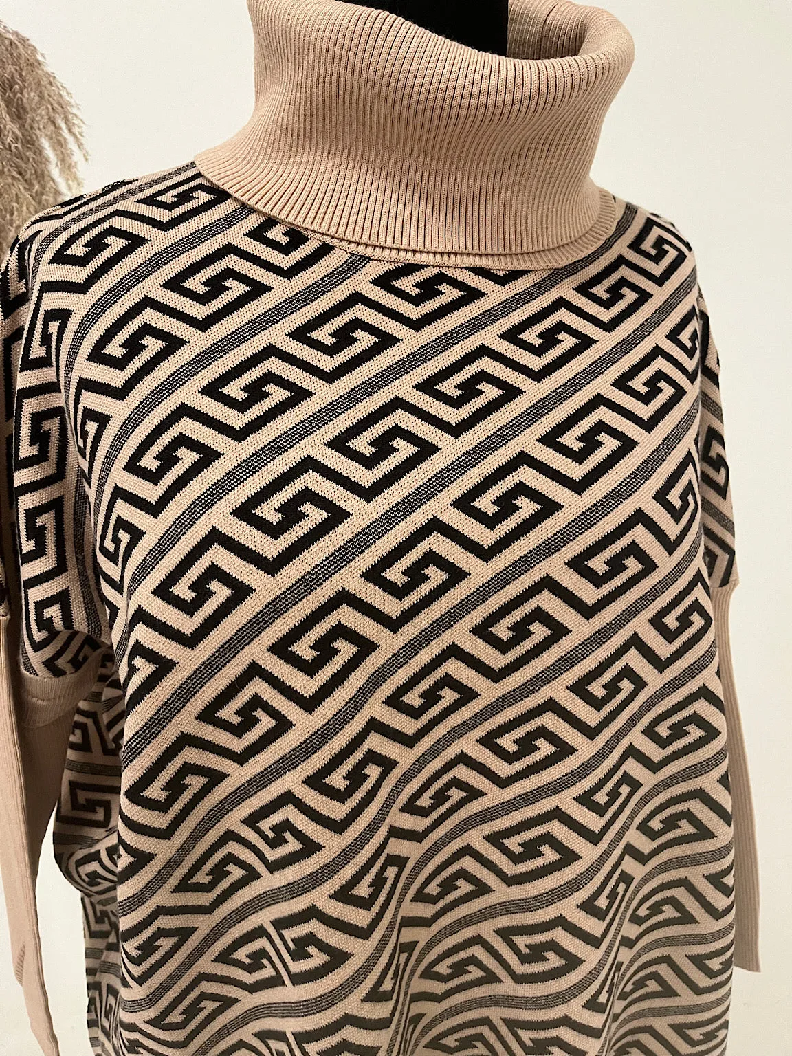 Greek Key Roll Neck Jumper Tyra